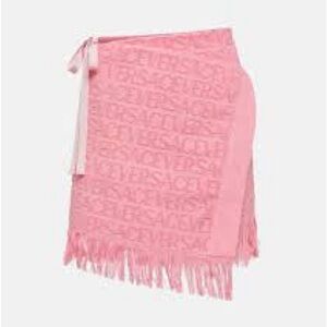 Versace Pink Logo Swim Towel Sarong Skirt